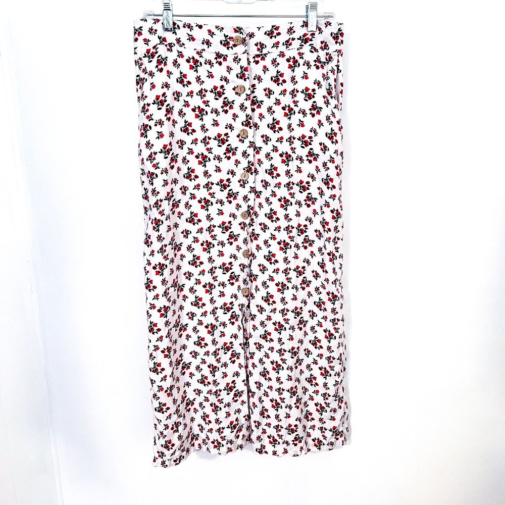 Vintage Cynthia Rowley floral linen maxi skirt with pockets